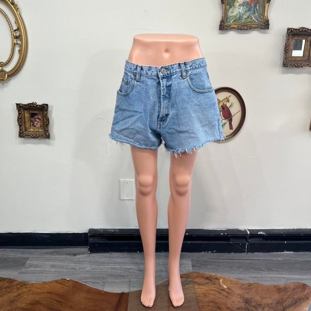 Vintage 90s Request Jeans Raw Hem Denim Shorts High Waisted Light Wash